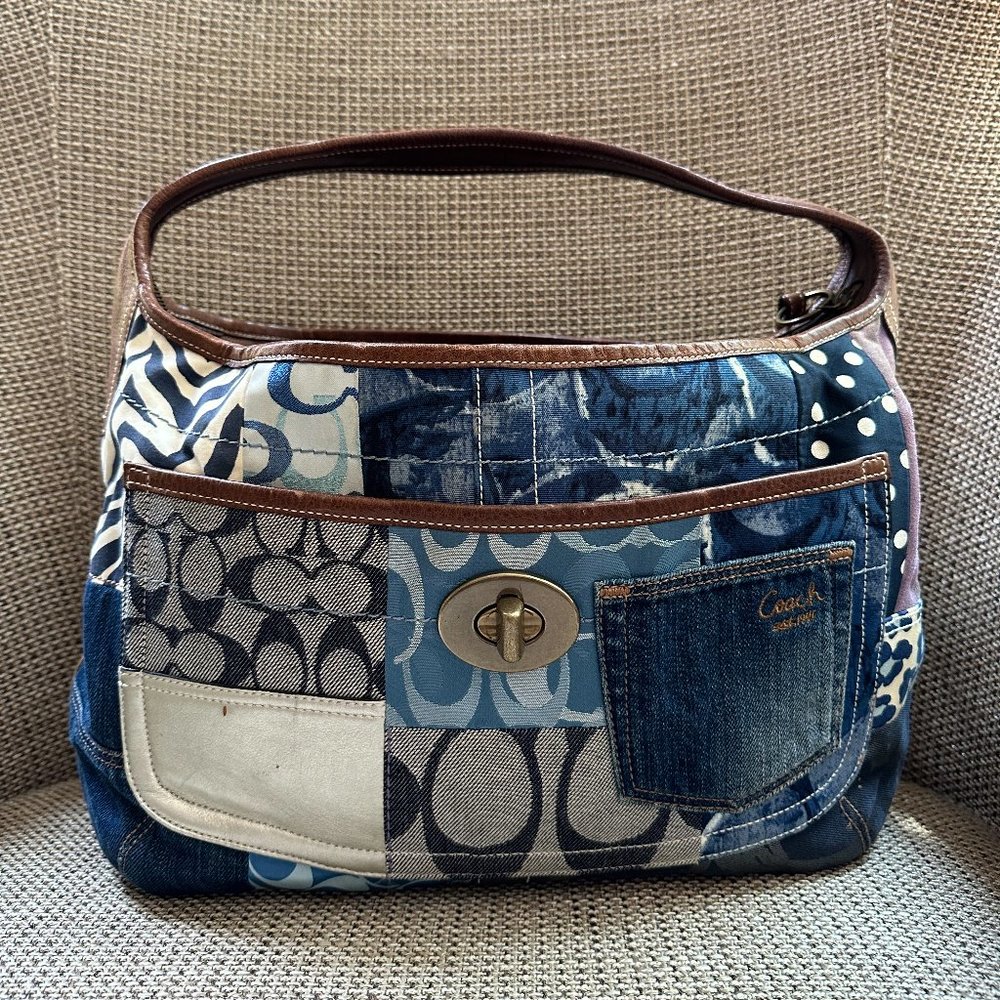 COACH Authentic Vintage Denim Patchwork Hobo - Perfect Summer Bag!
